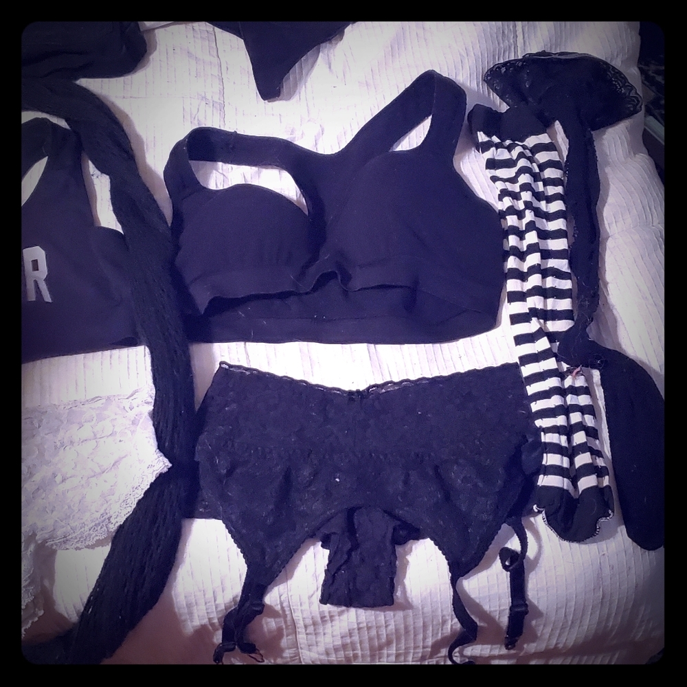 Lingerie stolkings fishnets n nylon sports bra lil